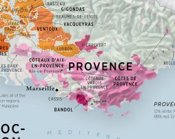 Vinkarta Frankrikes vinregioner  - STOR 2023