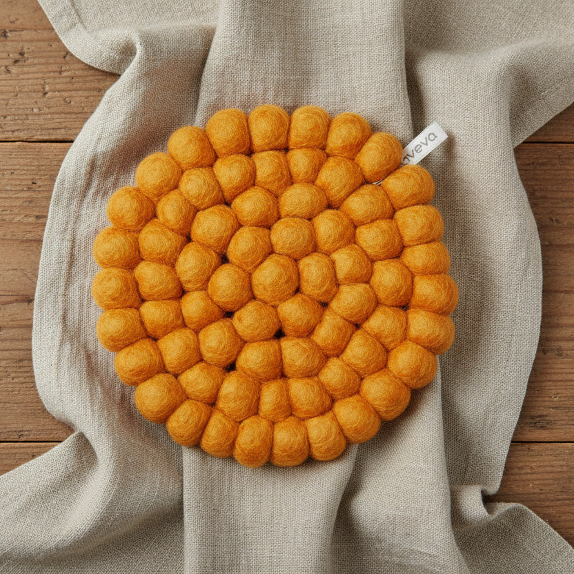 Grytunderlägg Gul Tovad Ull