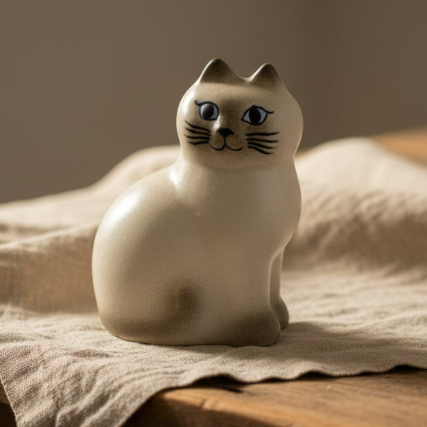 Katten Måns Mini Grå Lisa Larson Gustavsberg