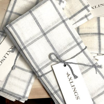 Handdukar 2 st Köksruta Grå i Lin Axlings
