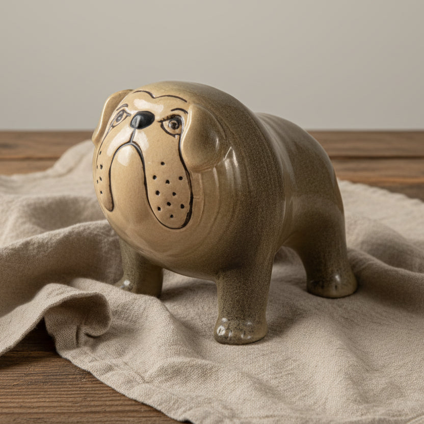 Bulldog Grå Lisa Larson Gustavsberg