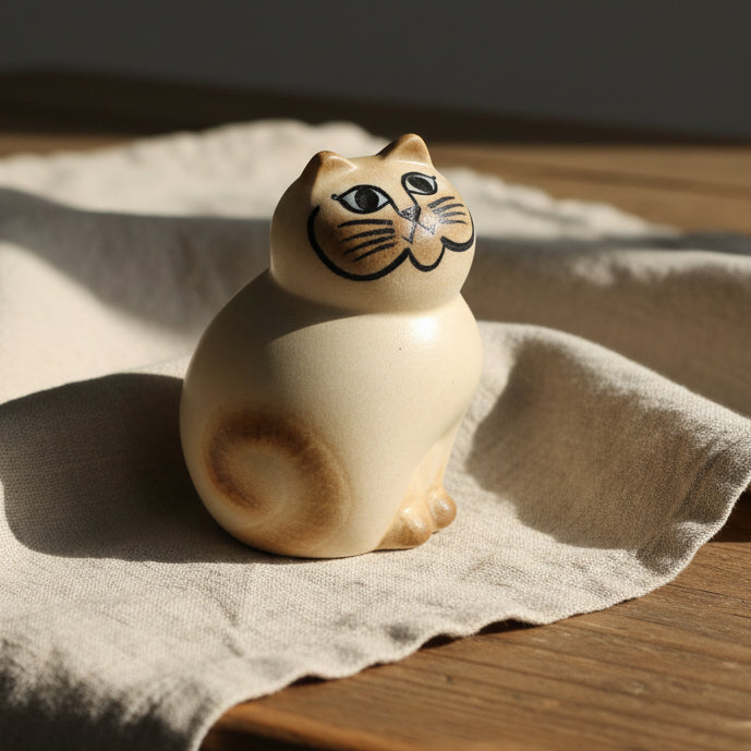 Katten MIA Mini Röd/Vit Lisa Larson Gustavsberg