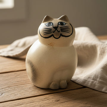 Katten MIA Mini Vit/Grå Lisa Larson Gustavsberg