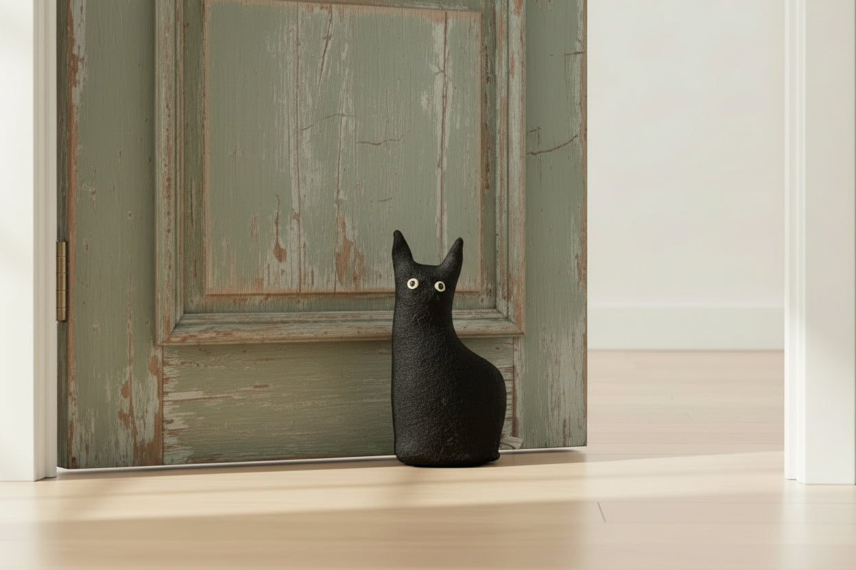 Knasig Katt – Dörrstopp och bokstöd i ull av AvEva