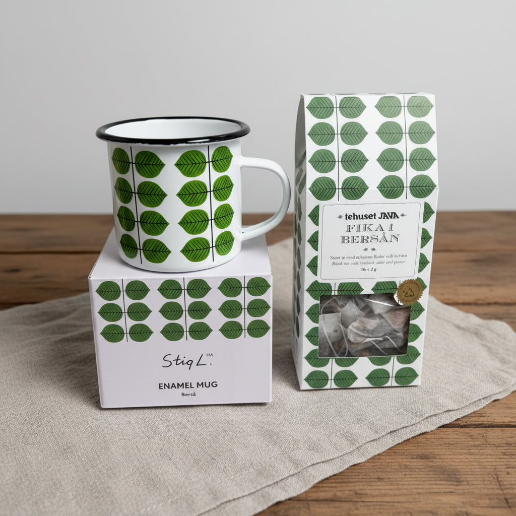 Berså Emaljmugg & Te "Fika i bersån"