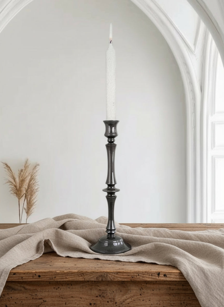 Ljusstake Nostalgi Grå Hög