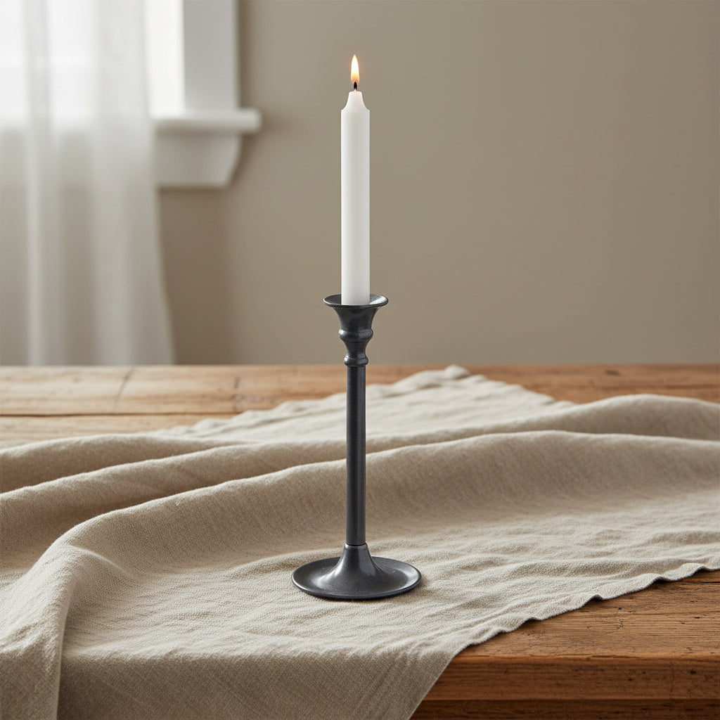 Ljusstake Nostalgi Grå Rak