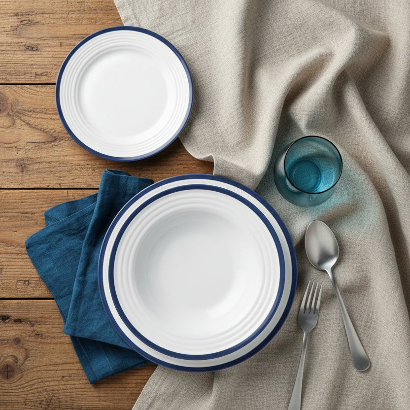 "Blå rand" Tallrik  i porslin