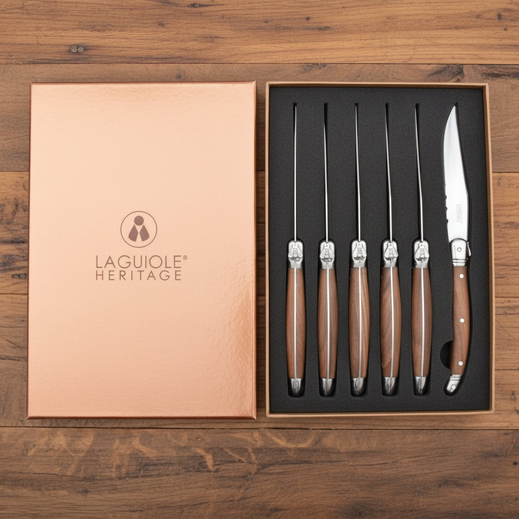 Laguiole Héritage - 6 köttknivar med skaft i valnöt