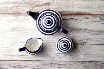 Rejäl Tekanna i blått och vitt