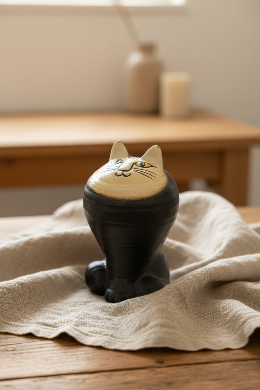 Katten Maja Svart/Vit Lisa Larson Gustavsberg