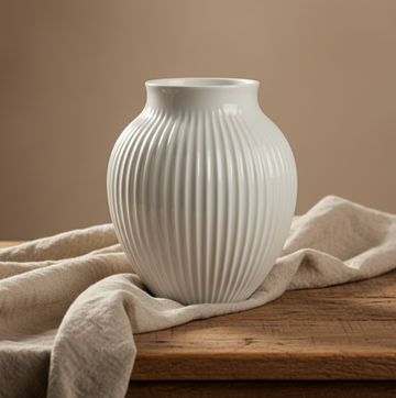 Räfflad Stor Vit Vas 27 cm Knabstrup