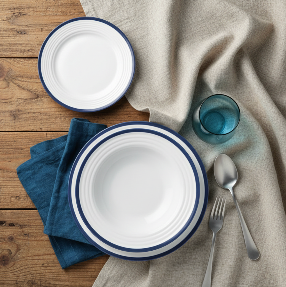 "Blå rand" Assiett  i porslin