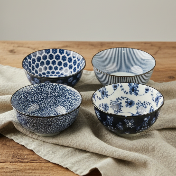 Romantik BLÅ - skålar Medium