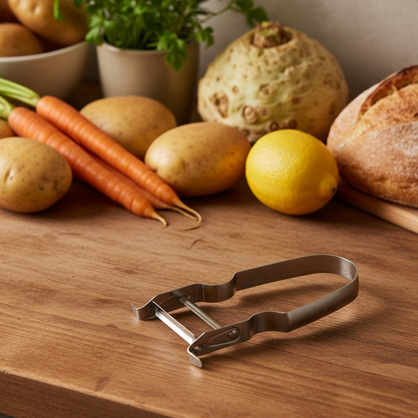 Rostfri rotfrukts- och grönsakskalare