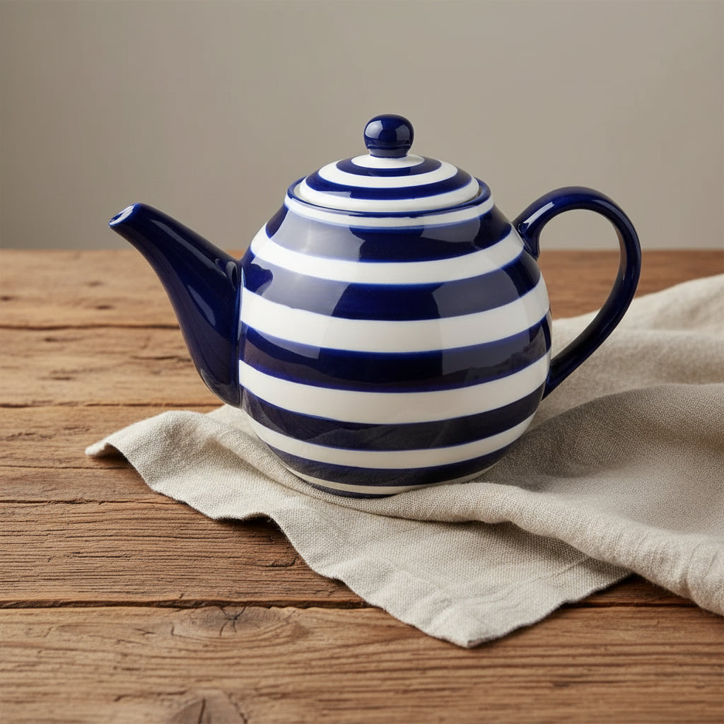 Rejäl Tekanna i blått och vitt