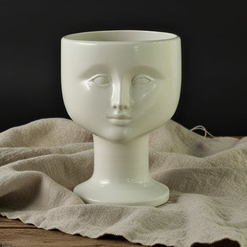 Stor Kruka Ansikte Vit Lisa Larson Gustavsberg