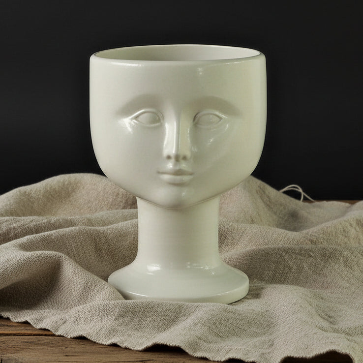 Stor Kruka Ansikte Vit Lisa Larson Gustavsberg