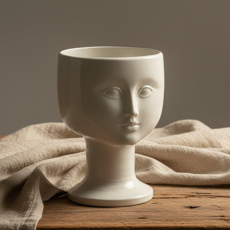 Stor Kruka Ansikte Vit Lisa Larson Gustavsberg