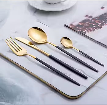 Bestick i lyxig design Svart & Guld