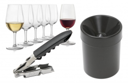Vinprovningskit - glas, korkskruv och spottkopp
